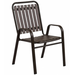 Scaun gradina cu brate, cadru metalic, maxim 110 kg, 56x63x89 cm, maro