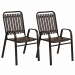 Set 2 scaune de gradina cu brate, PP si cadru metalic, 56x63x89 cm, maro