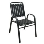 Scaun gradina cu brate, cadru metalic, maxim 110 kg, 56x63x89 cm, gri inchis