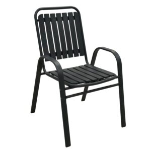 Scaun gradina cu brate, cadru metalic, maxim 110 kg, 56x63x89 cm, gri inchis