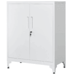 SONGMICS Dulap birou metalic cu 2 usi si sistem de inchidere, multifunctional cu rafturi reglabile, 40x80x90 cm, gri