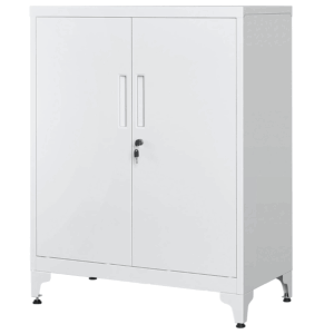 SONGMICS Dulap birou metalic cu 2 usi si sistem de inchidere, multifunctional cu rafturi reglabile, 40x80x90 cm, gri