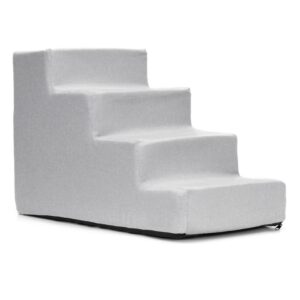 Scara pentru animale de companie, caini sau pisici, 4 trepte, antiderapanta, husa detasabila, inaltime 40 cm, gri deschis