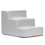 Scara pentru animale de companie, caini sau pisici, 3 trepte, antiderapanta, husa detasabila, inaltime 30 cm, gri deschis