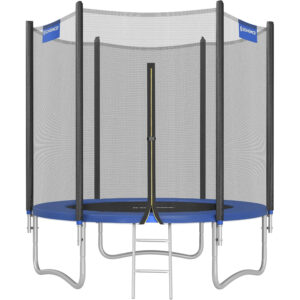SONGMICS Trambulina pentru copii cu plasa de protectie exterioara, diametru 183 cm, 100 kg, albastru
