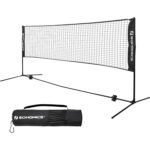 SONGMICS Fileu badminton portabil cu geanta transport, pentru tenis si volei, 400x103 cm, inaltime reglabila pana la 155 cm