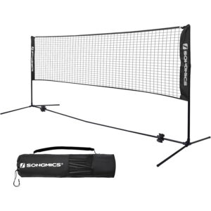SONGMICS Fileu badminton portabil cu geanta transport, pentru tenis si volei, 500x103 cm, inaltime reglabila pana la 155 cm