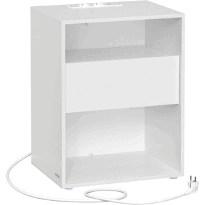 VASAGLE Noptiera cu sertar si statie de incarcare, 2 prize, 2 porturi USB, 45x35x58 cm, alb