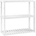 SONGMICS Raft de depozitare din bambus, 3 polite, pentru bucatarie sau baie, 60x15x54 cm, alb