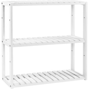 SONGMICS Raft de depozitare din bambus, 3 polite, pentru bucatarie sau baie, 60x15x54 cm, alb