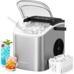 SONGMICS Masina cuburi gheata, 12 kg/24h, 2 dimensiuni, autocuratare, 31x25x32 cm, gri