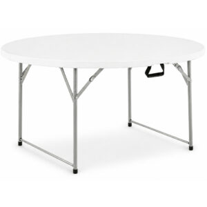 Masa catering rotunda pentru evenimente, pliabila, diametru 180 cm, HDPE, cadru metalic, alb