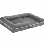 FEANDREA Pat ortopedic pentru caini, cu margini inaltate si husa detasabila, 106x80x20 cm, gri deschis
