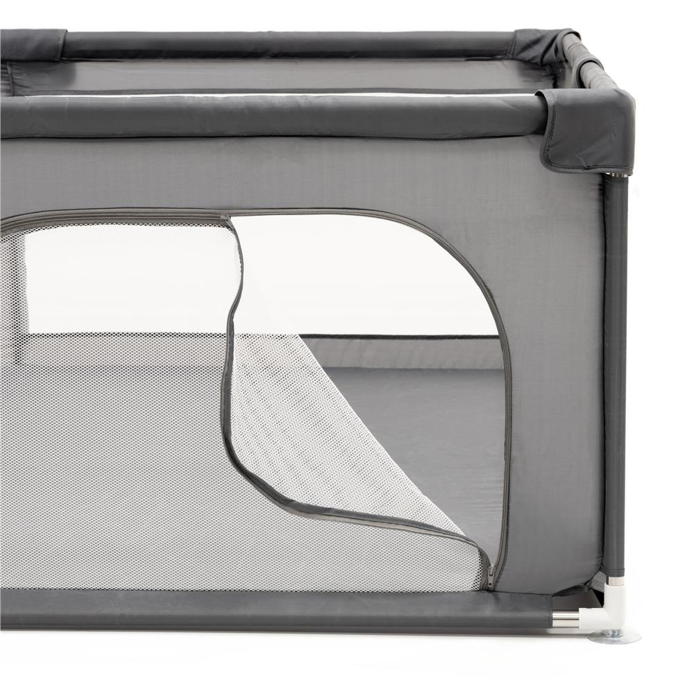 Tarc de joaca pliabil pentru copii, cu intrare cu fermoar, 200x180x66 cm, gri - imagine 10