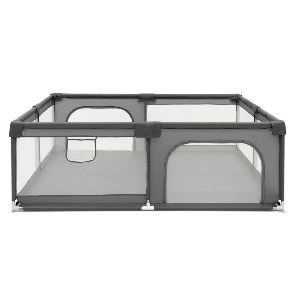Tarc de joaca pliabil pentru copii, cu intrare cu fermoar, 200x180x66 cm, gri - imagine 9