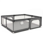 Tarc de joaca pliabil pentru copii, cu intrare cu fermoar, 180x150x66 cm, gri