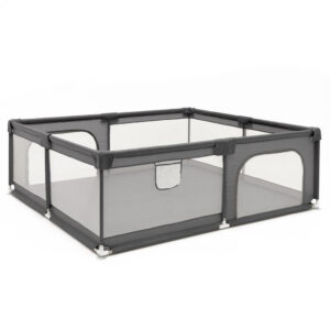 Tarc de joaca pliabil pentru copii, cu intrare cu fermoar, 200x180x66 cm, gri