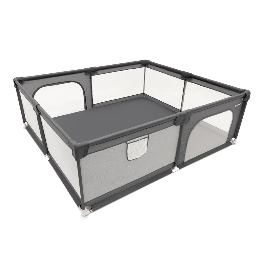 Tarc de joaca pliabil pentru copii, cu intrare cu fermoar, 200x180x66 cm, gri - imagine 4