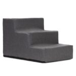 Scara pentru animale de companie, caini sau pisici, 3 trepte, antiderapanta, husa detasabila, inaltime 30 cm, gri inchis
