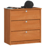 Dulap pantofi MINI cu 3 usi rabatabile, PAL laminat 16 mm, 60x31x62 cm, maro arin