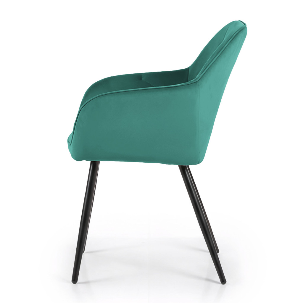 Set 6 scaune tapitate, Diamant, velur matlasat, 55x58x83 cm, verde smarald - imagine 4