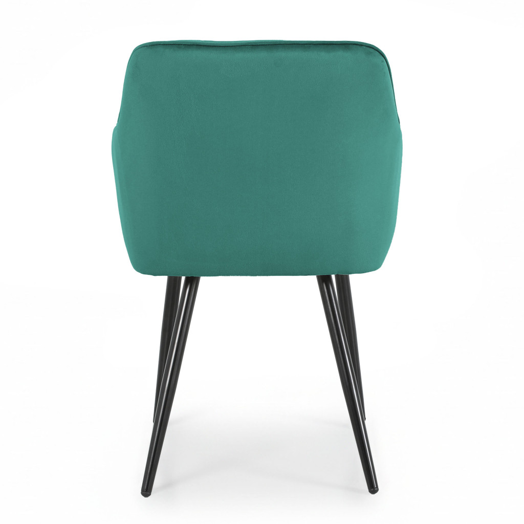 Set 6 scaune tapitate, Diamant, velur matlasat, 55x58x83 cm, verde smarald - imagine 5