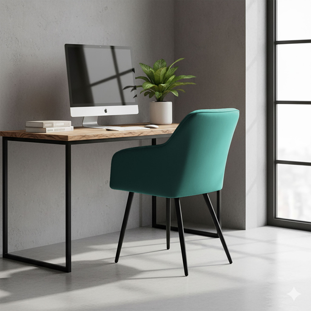 Set 6 scaune tapitate, Diamant, velur matlasat, 55x58x83 cm, verde smarald - imagine 7