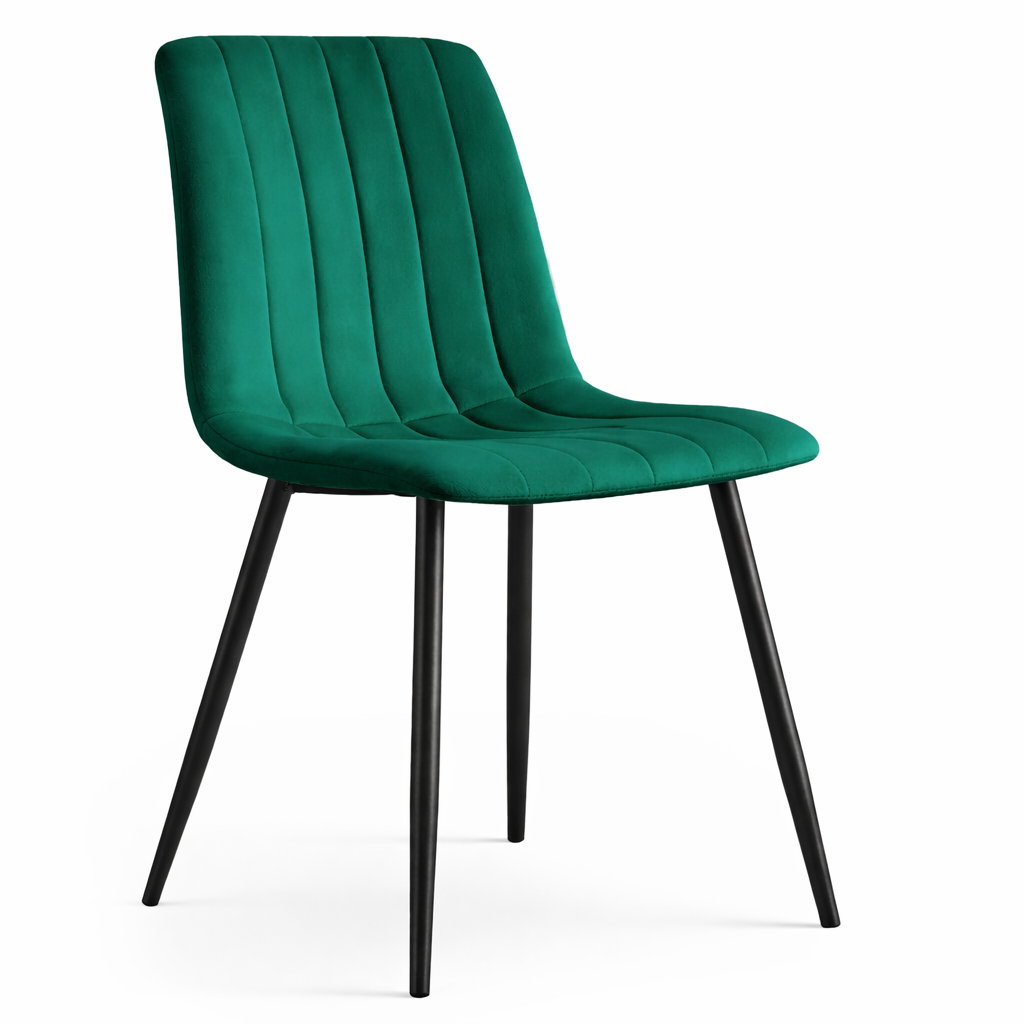 Set 6 scaune tapitate, Livo, velur matlasat, 46x44x87 cm, verde smarald - imagine 2