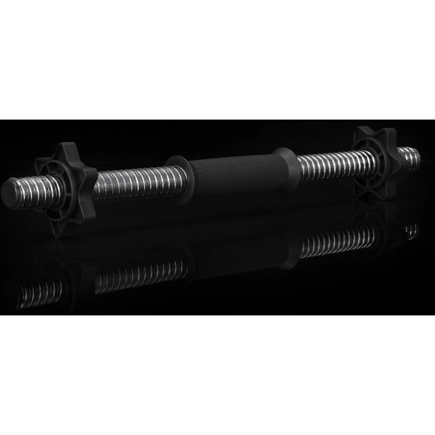 Bara pentru gantere 45 cm, otel cromat, diametru 25 mm, cu 2 coliere de fixare, argintiu - imagine 3