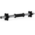 Bara pentru gantere 45 cm, otel cromat, diametru 25 mm, cu 2 coliere de fixare, argintiu