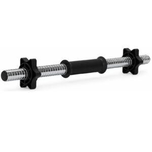 Bara pentru gantere 45 cm, otel cromat, diametru 25 mm, cu 2 coliere de fixare, argintiu
