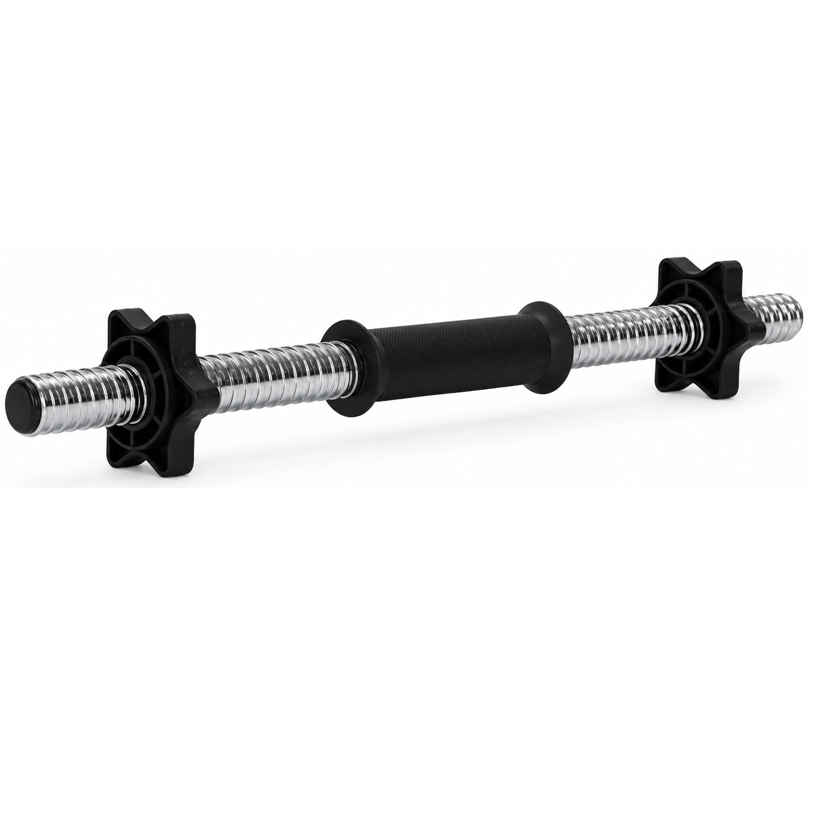 Bara pentru gantere 45 cm, otel cromat, diametru 25 mm, cu 2 coliere de fixare, argintiu