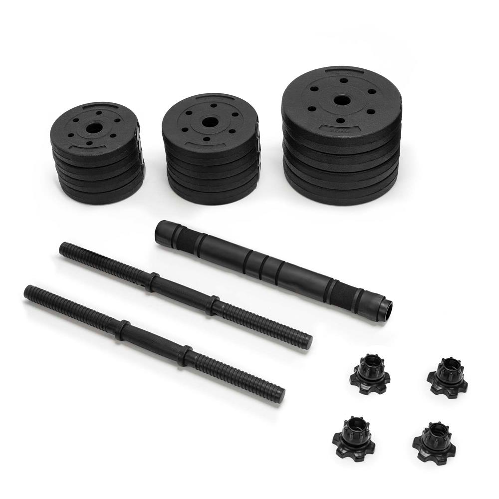 Set gantere si bara ajustabila 20 kg, 12 discuri, conector metalic cu spuma, negru - imagine 3