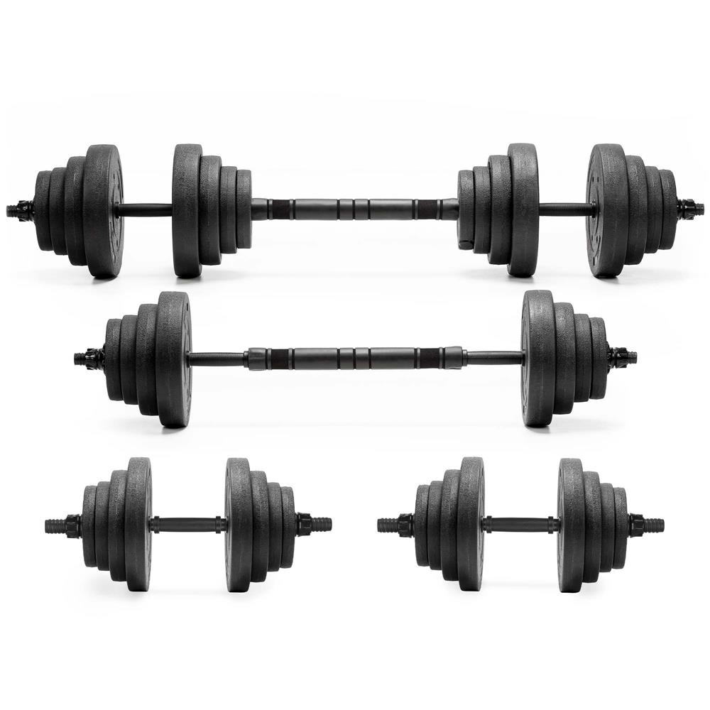 Set gantere si bara ajustabila 20 kg, 12 discuri, conector metalic cu spuma, negru - imagine 9