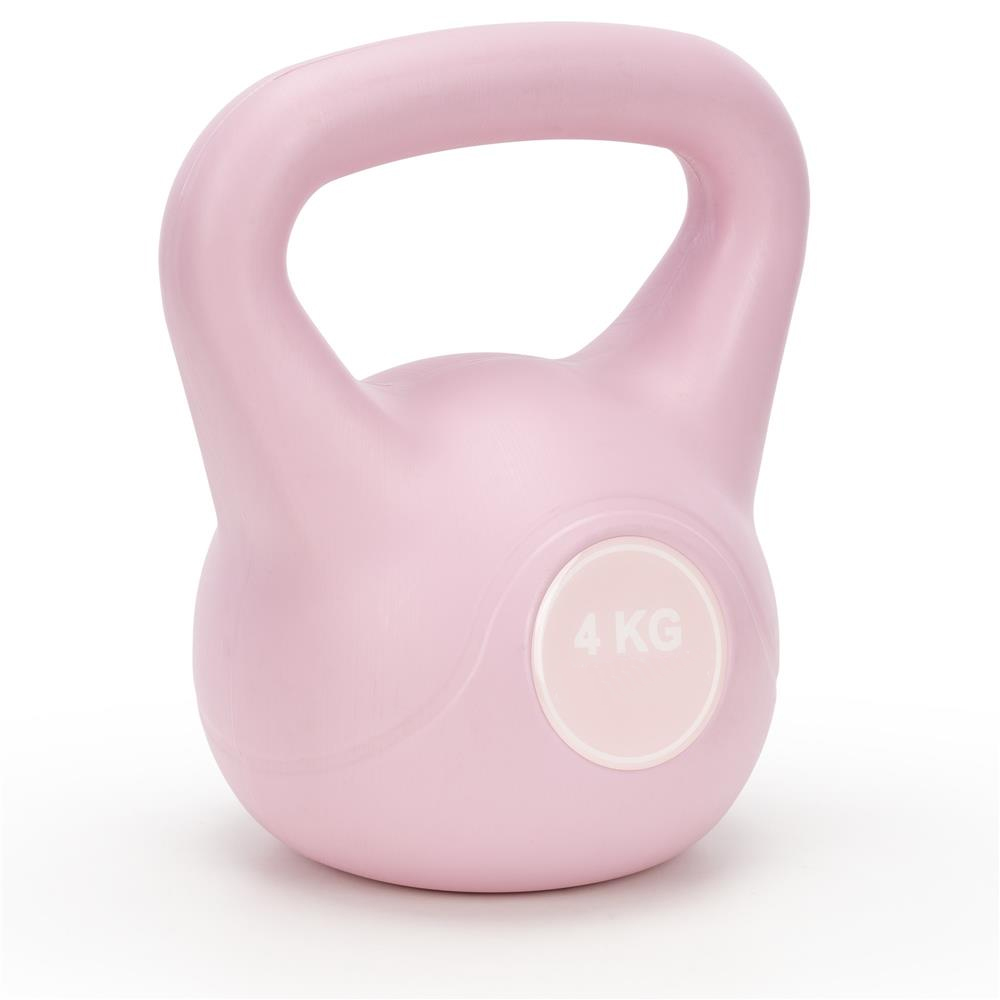 Kettlebell 4 kg, bitum cu invelis rezistent ABS, 18x21 cm, roz - imagine 12