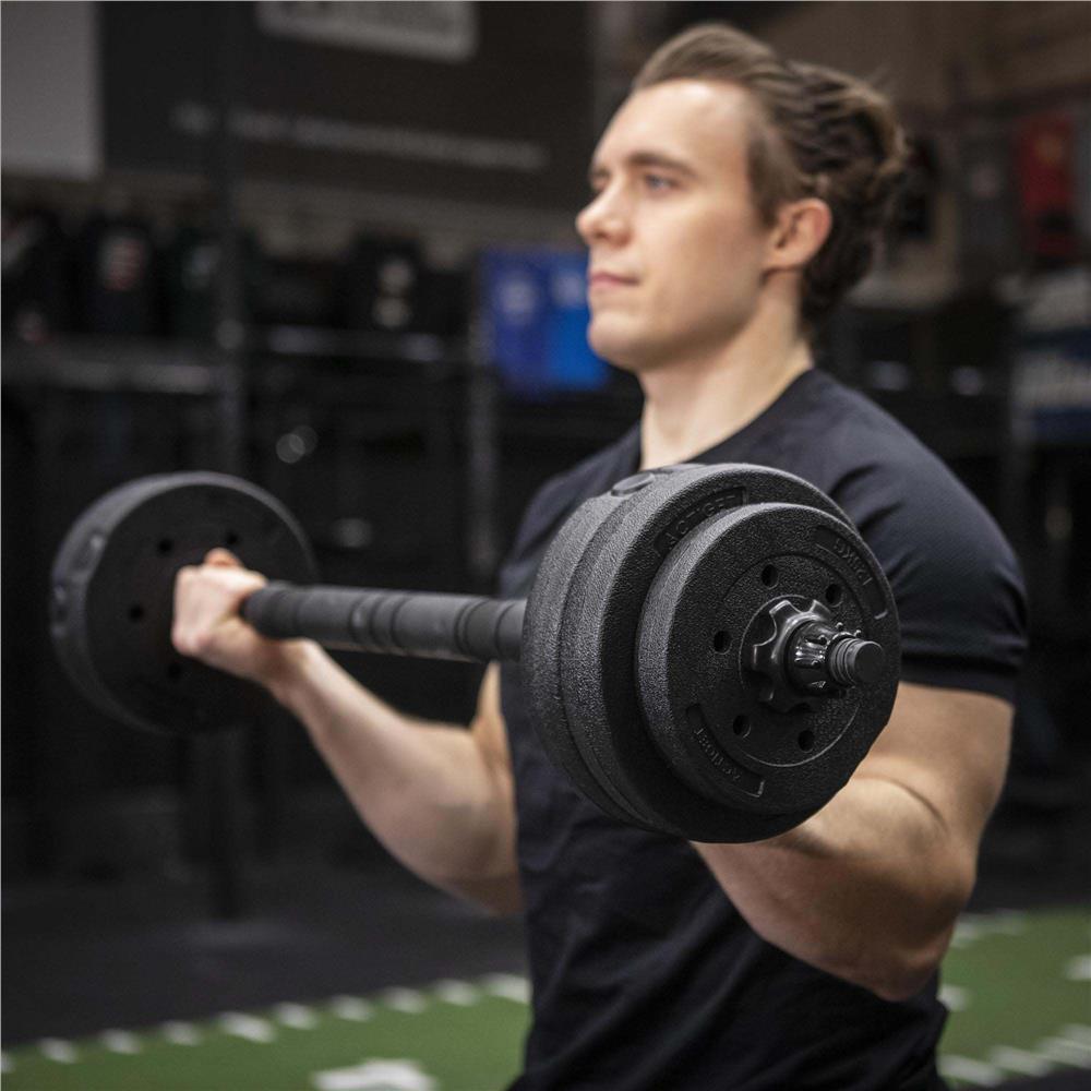 Set gantere si bara ajustabila 30 kg, 16 discuri, conector metalic cu spuma, negru - imagine 22