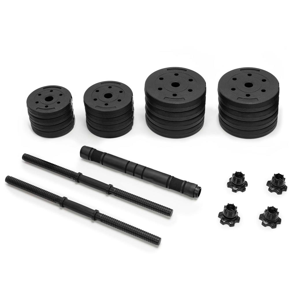 Set gantere si bara ajustabila 30 kg, 16 discuri, conector metalic cu spuma, negru - imagine 4