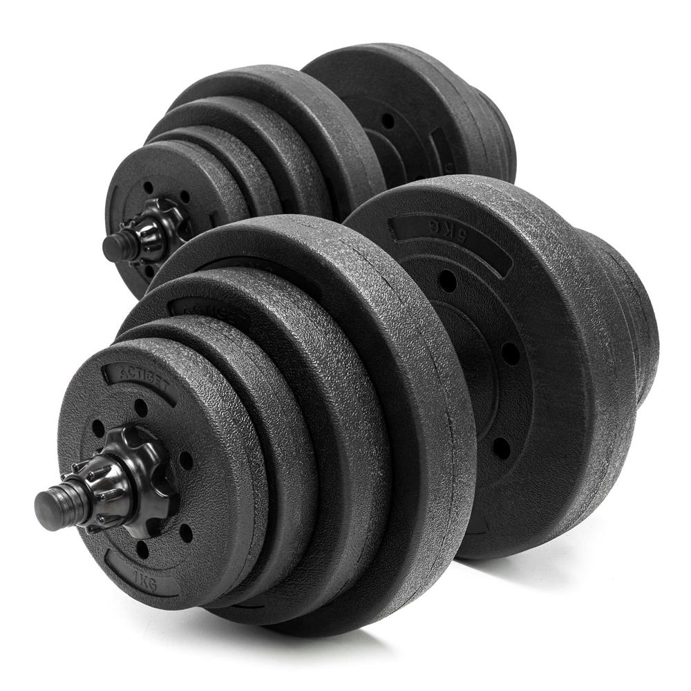 Set gantere si bara ajustabila 40 kg, 16 discuri, conector metalic cu spuma, negru - imagine 2