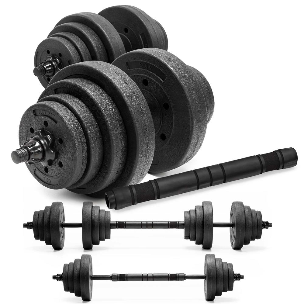 Set gantere si bara ajustabila 40 kg, 16 discuri, conector metalic cu spuma, negru - imagine 16