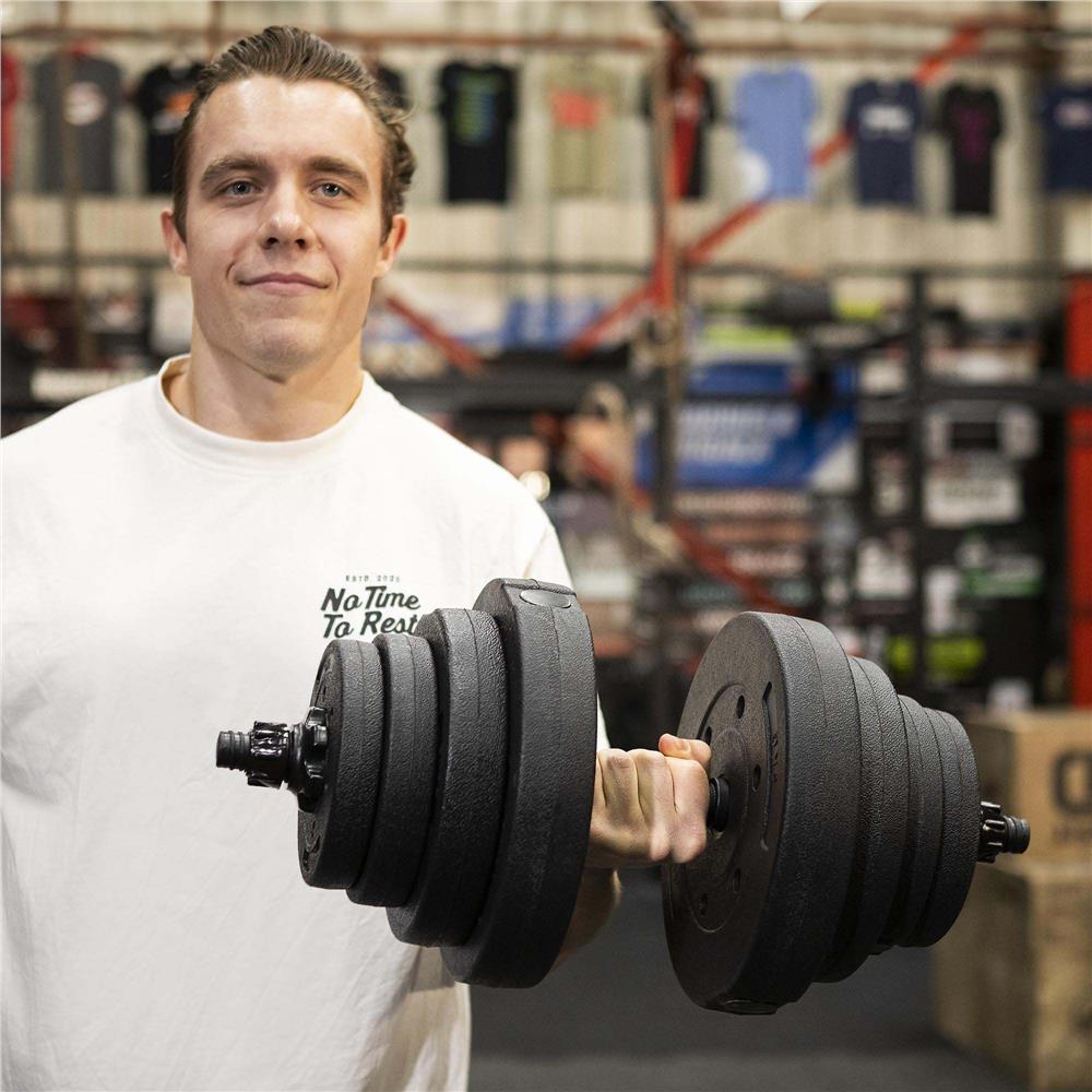 Set gantere si bara ajustabila 40 kg, 16 discuri, conector metalic cu spuma, negru - imagine 3