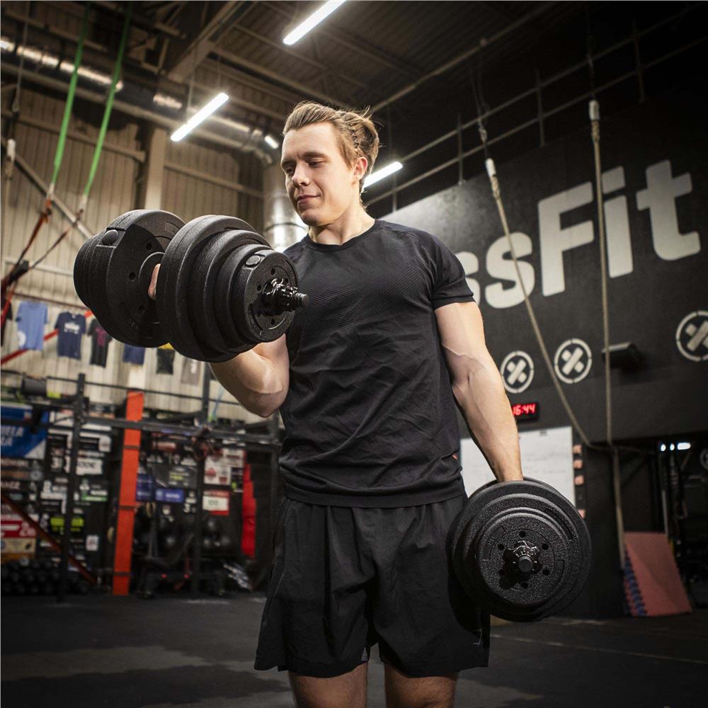 Set gantere si bara ajustabila 40 kg, 16 discuri, conector metalic cu spuma, negru - imagine 4