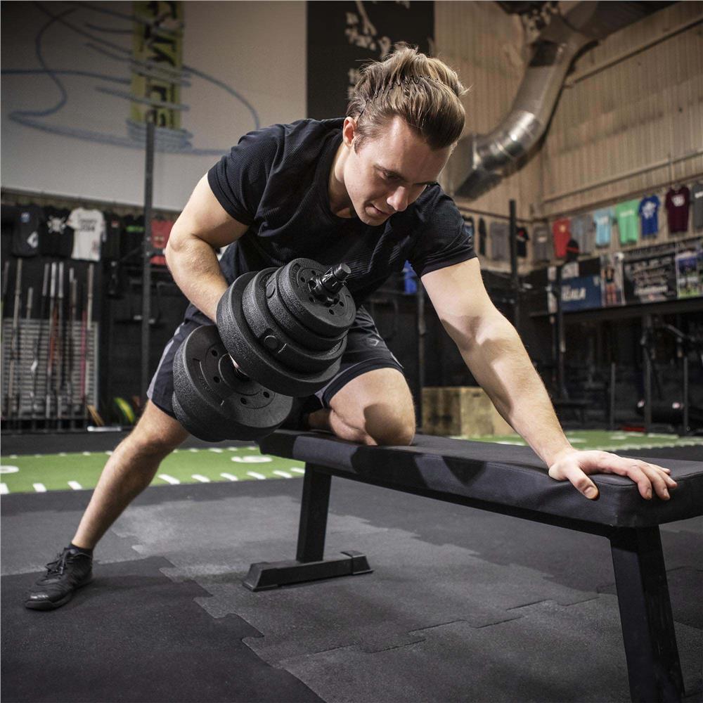 Set gantere si bara ajustabila 40 kg, 16 discuri, conector metalic cu spuma, negru - imagine 5