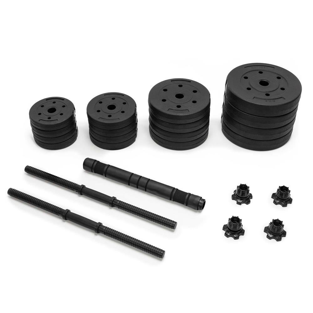 Set gantere si bara ajustabila 40 kg, 16 discuri, conector metalic cu spuma, negru - imagine 7