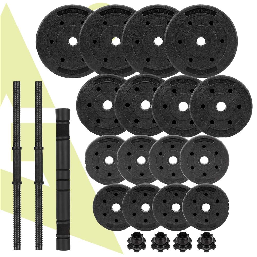 Set gantere si bara ajustabila 40 kg, 16 discuri, conector metalic cu spuma, negru - imagine 8