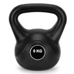 Kettlebell 6 kg, bitum cu invelis rezistent ABS, 24x21 cm, negru