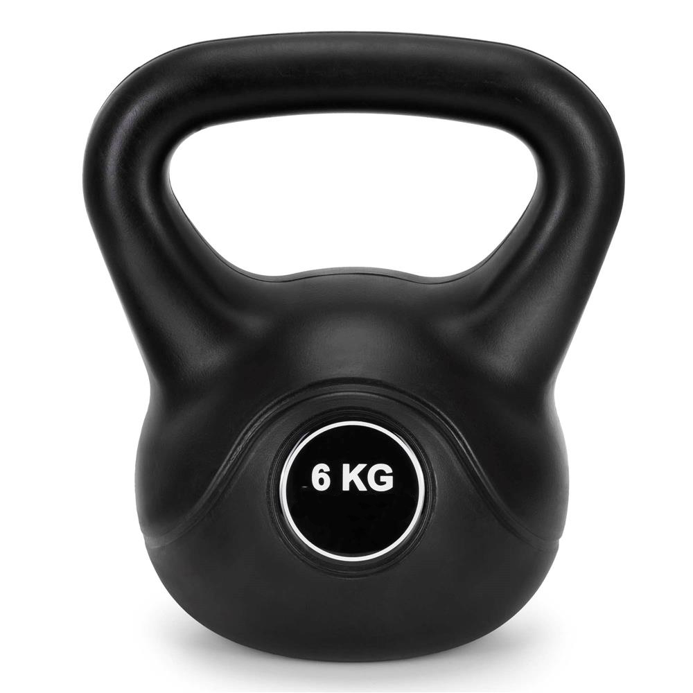 Kettlebell 6 kg, bitum cu invelis rezistent ABS, 24x21 cm, negru