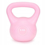Kettlebell 6 kg, bitum cu invelis rezistent ABS, 21x24 cm, roz