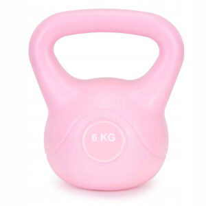 Kettlebell 6 kg, bitum cu invelis rezistent ABS, 21x24 cm, roz