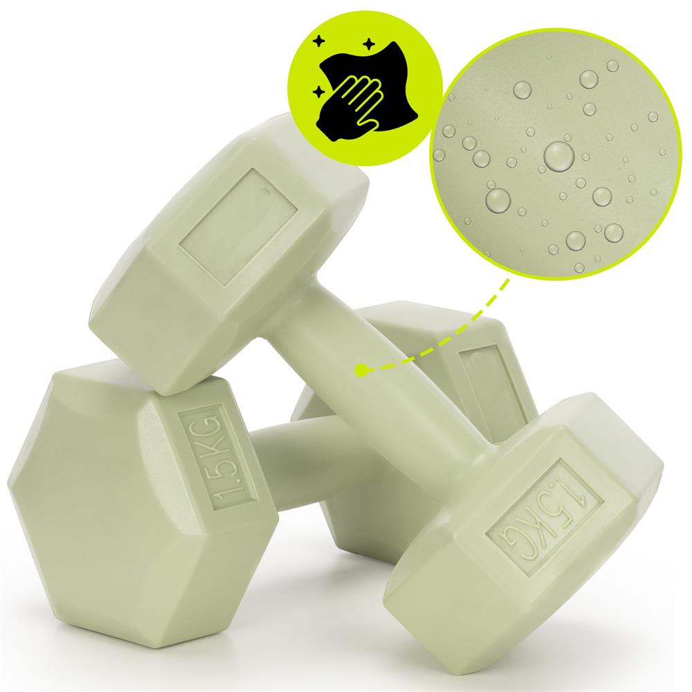 Set gantere hex 2x1,5 kg, bitum cu invelis rezistent PP, verde - imagine 4