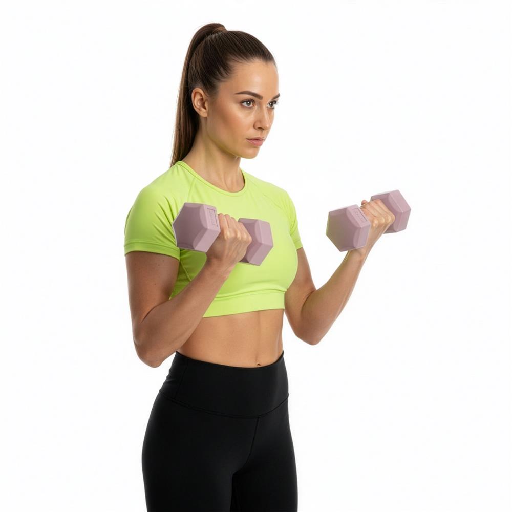 Set gantere hex 2x2 kg, bitum cu invelis rezistent PP, roz - imagine 2